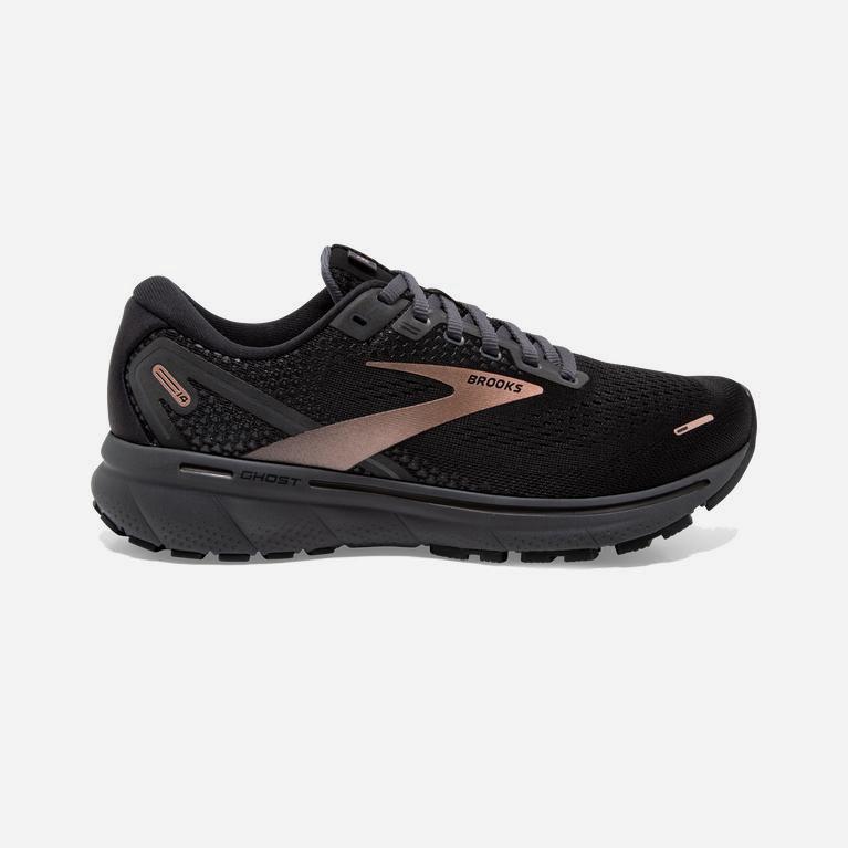 Brooks Ghost 14 Womens Cushioned Road Running Shoes - Black/Ebony/grey Charcoal/Rose Gold - Philippi